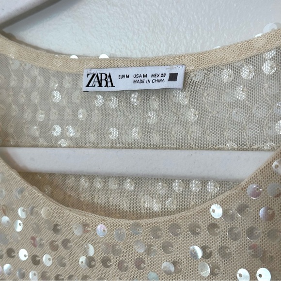 Zara Sequin Bubble Sleeve Top - Picture 3 of 3